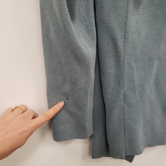 Eileen Fisher Womens Silk Organic Cotton Cardigan Size M Blue Sustainable Mature - Picture 3 of 10